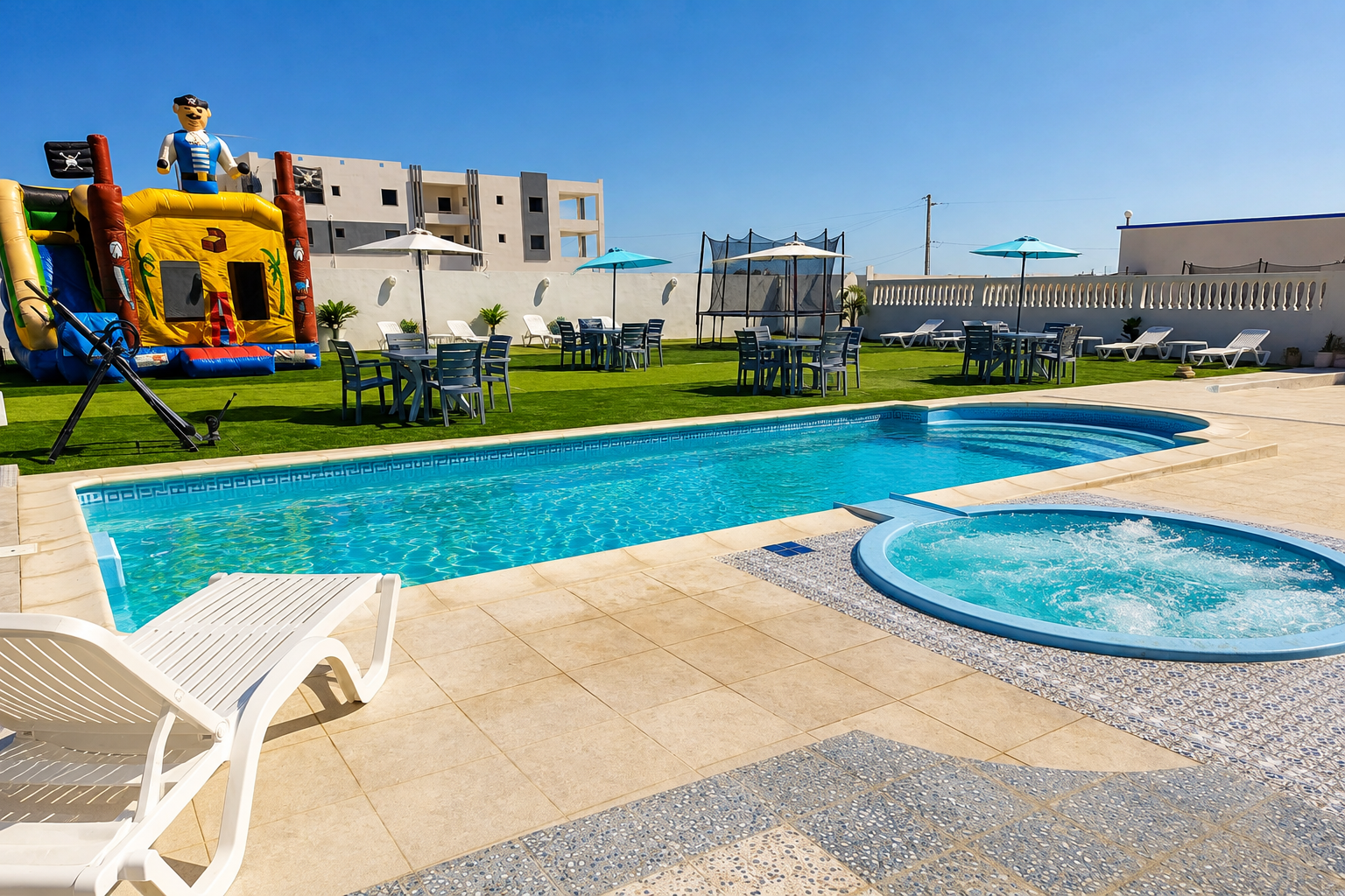Piscine avec aire de jeux